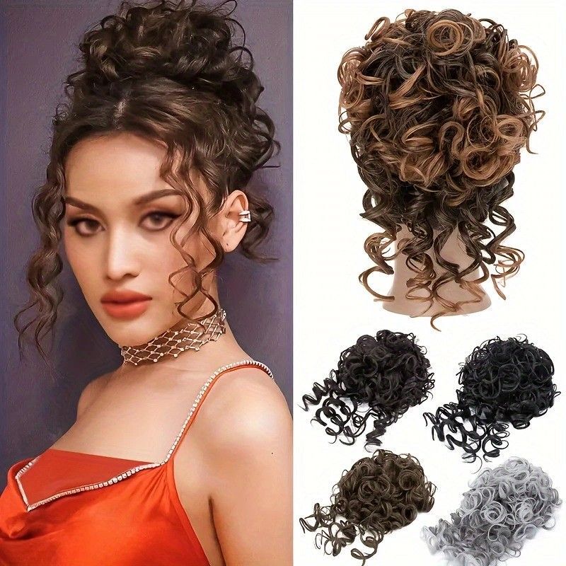Curly Wavy Bun African Messy Curls Drawstring Ponytail Synthetic Wig Extension Hair Accessory