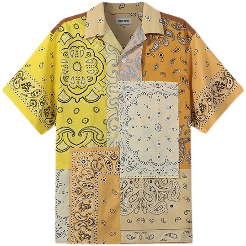 KENZO/高田贤三 男士棉质宽松版休闲短袖衬衫 5CH144 9F5