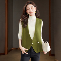 Spring and Autumn New 2023 Tops Irregular Design V-neck Stacked Knitted Vest Womens Sweater Cardigan Outerwear
