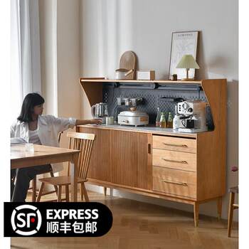 Nordic solid wood sideboard slate storage cabinet storage cabinet integrated wall cabinet japanese cupboard tea cabinet hole board
