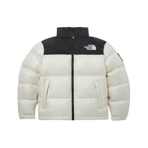 北面THE NORTH FACE 拼色休闲长袖羽绒服 男女同款 奶油白