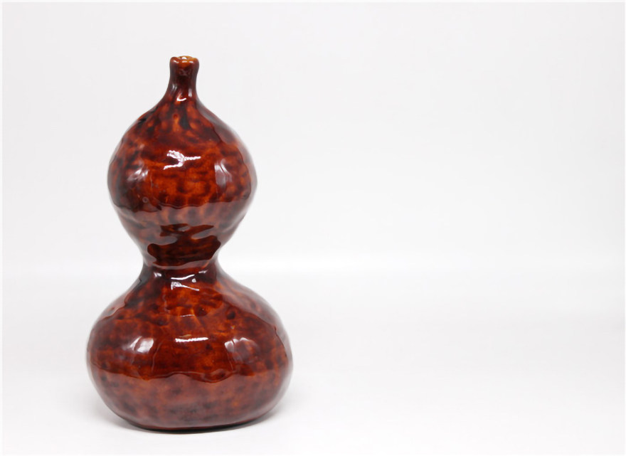 Interesting Collection] Rare Big Hibiscus Burning Hand Twisting Nail Burning Caramel Glazed Gourd-shaped Wenfang Elegant Artifact Qing Offering Ornament