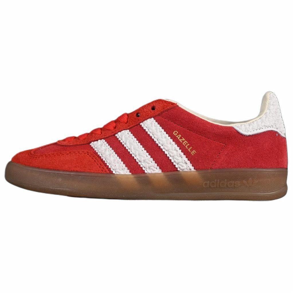 adidas originals GAZELLE INDOOR 耐磨 低帮 板鞋 男女同款 红白