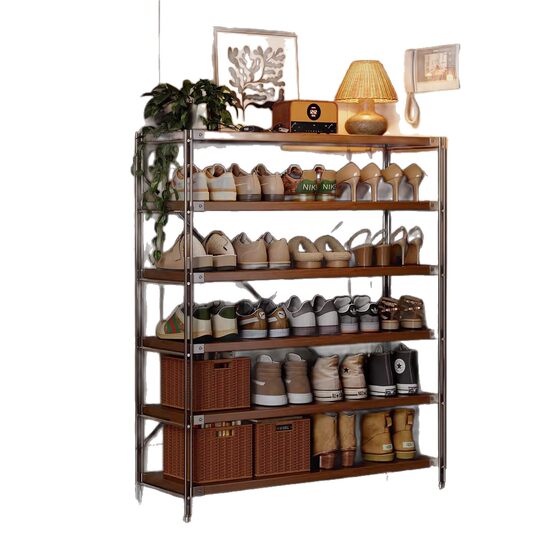 Stainless Steel Small Multi-Layer Shoe Rack for Home Entrance, Antique-Style Storage Rack for Entryway