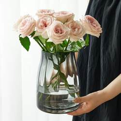 Fancy Accessible Luxury Glass Vase Ornaments Living Room Large Diameter Dining Table Flower-arranging Transparent Water-raised Flowers and Roses Vase