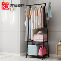 Simple coat rack floor-standing clothes rack bedroom coat rack hanging clothes storage rack double-rod storage rack cabinet