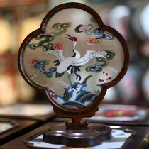 Su embroidery pure hand embroidery chicken wing wood double-sided embroidery ornament Xiangyun Crane creative Chinese style craft ornament