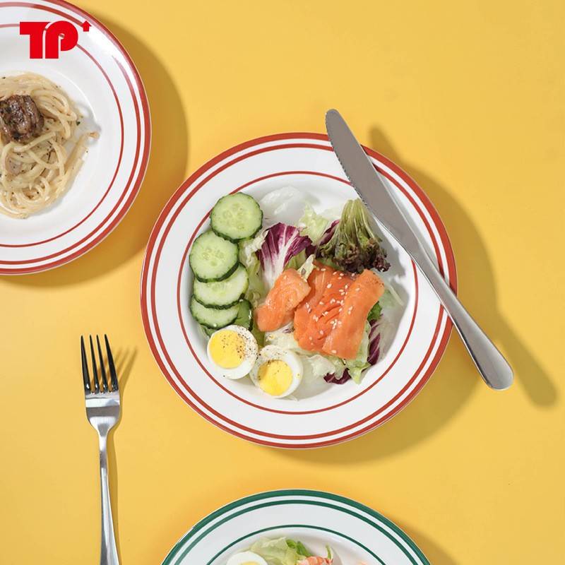 Creative Melamine Tableware Ins Nordic Line Style Breakfast Deep Plate Home Dessert Plate Coffee Shop Cake Snack Round Plate Creative Melamine Tableware Ins Nordic Line Style Breakfast Deep Plate Home Dessert Plate Coffee Shop Cake Snack Round Plate