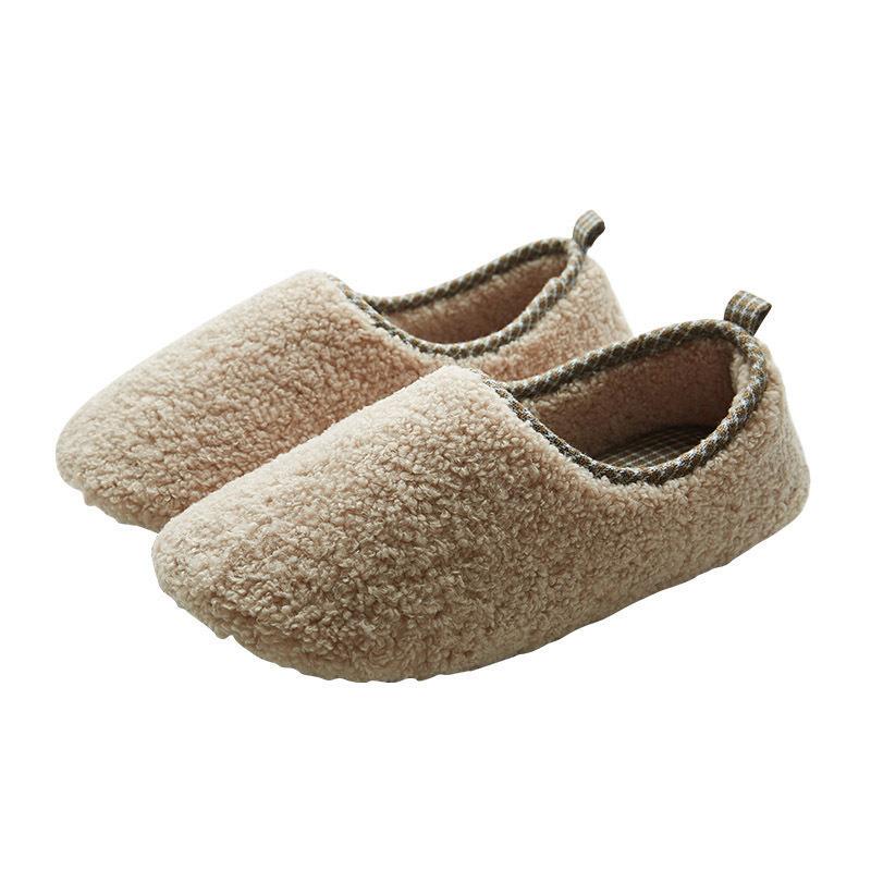 Fleece-Lined Thick Slippers for Women, Postpartum Shoes, Thick-Soled Soft-Soled Indoor Home Slippers for Men, Plush Winter Silent Cotton Shoes for Wooden Floors