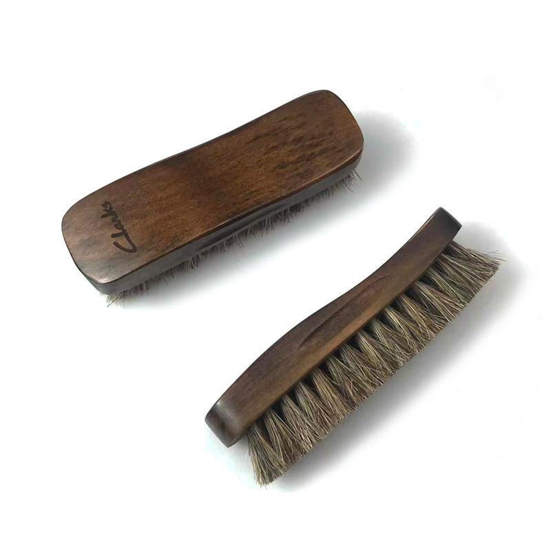 Clarks Wooden Horsehair Shoe Brush Care Tool for Cleaning and Polishing Leather Goods