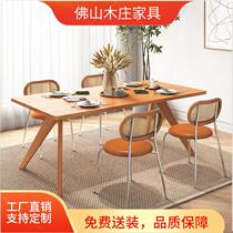 North American cherry wood dining table whale legs large board table all solid wood desk internet celebrity home log tea table solid wood dining table