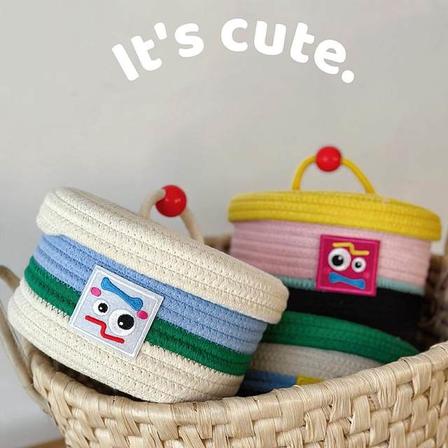 Hand-sewn cotton rope desktop storage box entrance key storage basket student dormitory car snack storage storage