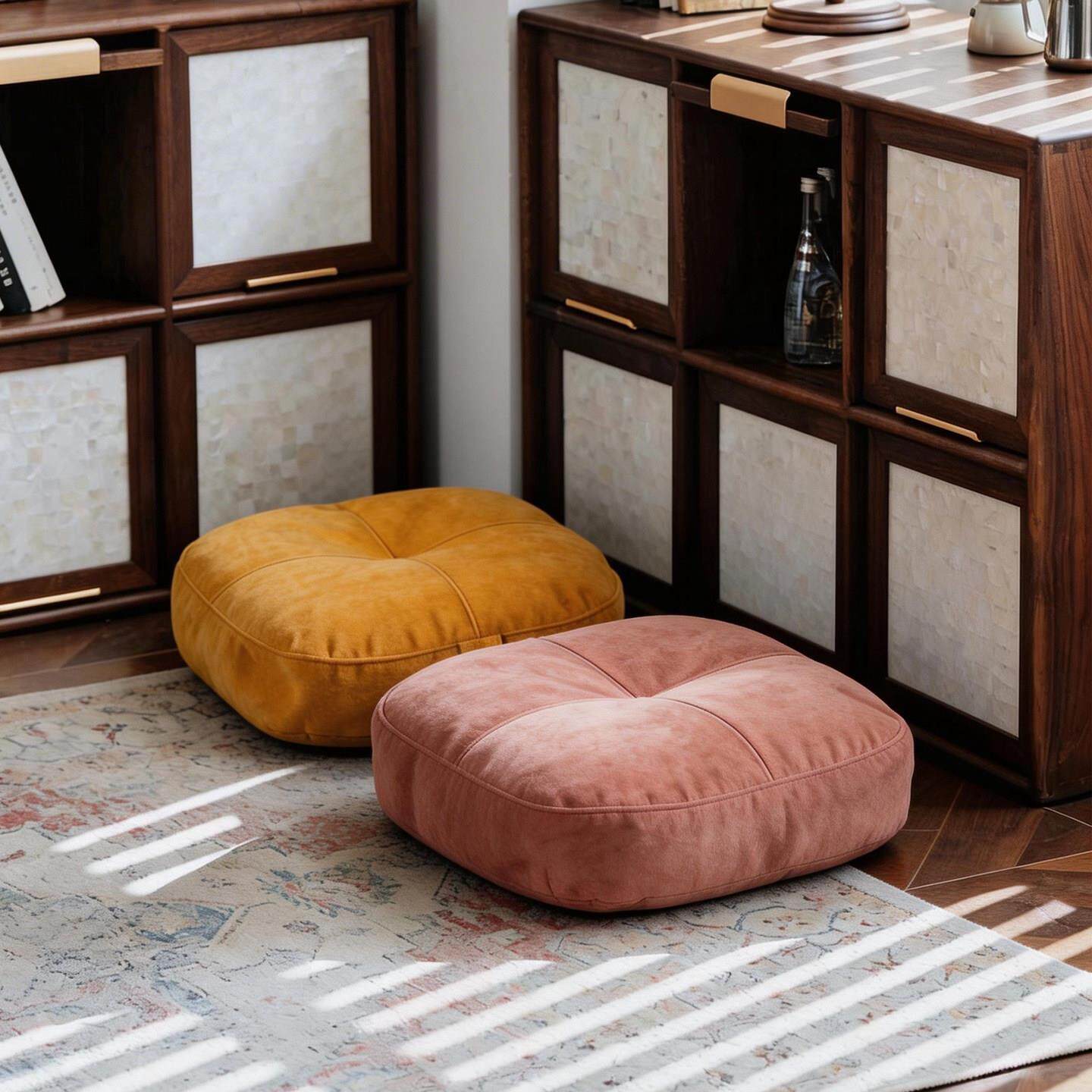 Fabric futon cushion for sitting on the ground, simple removable and washable tatami mat, bay window, living room and bedroom, thickened low stool