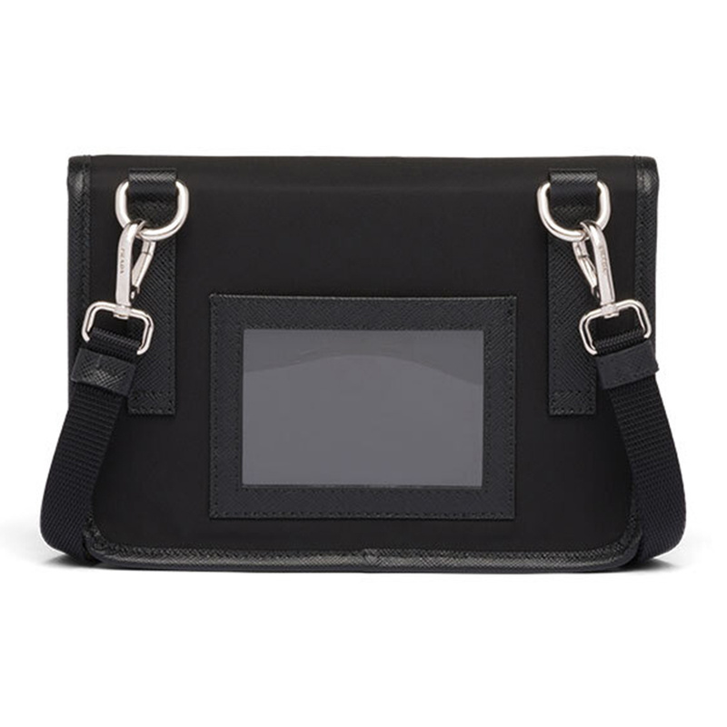 [Horizontal Mobile Phone Bag] Prada Saffiano Silver Buckle Functional Camera Bag