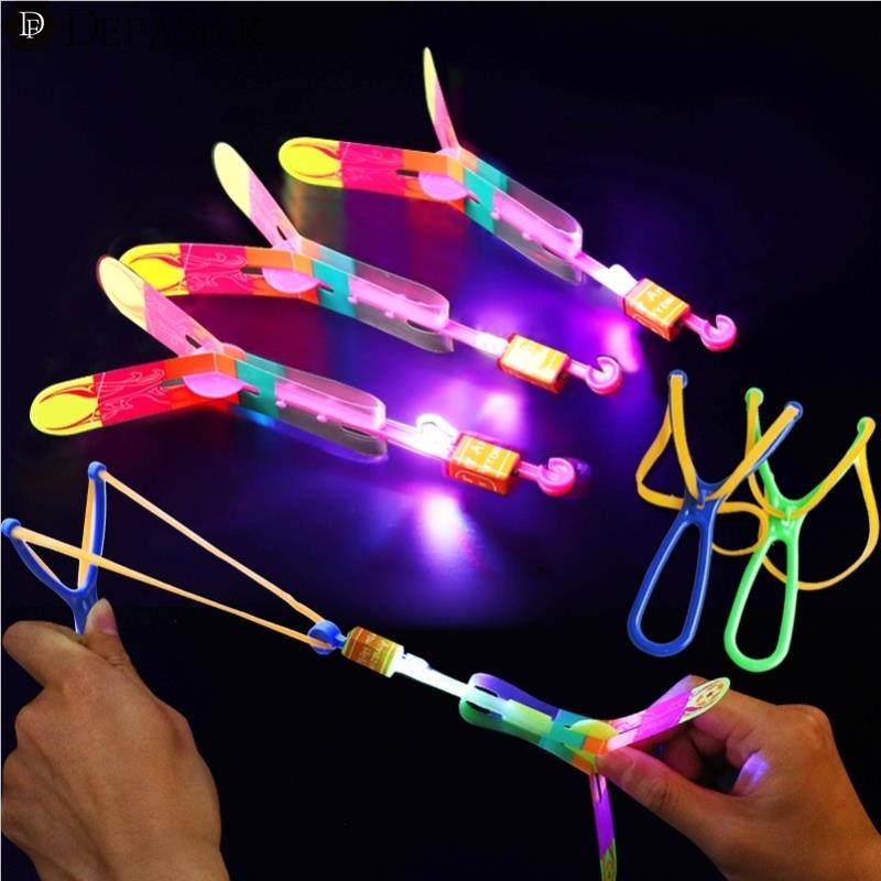 Double Flashing Slingshot Flying Arrow Large Flying Luminous Ejection Bamboo Dragonfly Aircraft Outdoor Kidsren's Stall Toy
