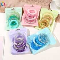 Bagged telephone cord hair tie small fresh hair tie candy-colored rubber band high elastic hair tie hair accessories