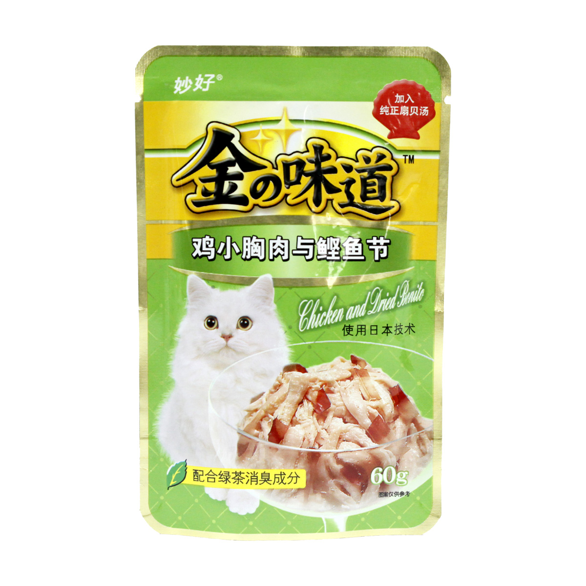 波奇网 宠物食品 猫零食伊纳宝鸡小胸肉鲣鱼节鲜封包60g猫湿粮
