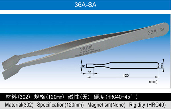Wits 36A-SA stainless steel ultra fine high precision tweezers 120mm large shovel type clamps