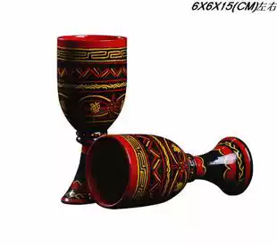 Sichuan specialty Xichang Liangshan wine set Wood products Yi lacquerware Beer cup A decoration jewelry