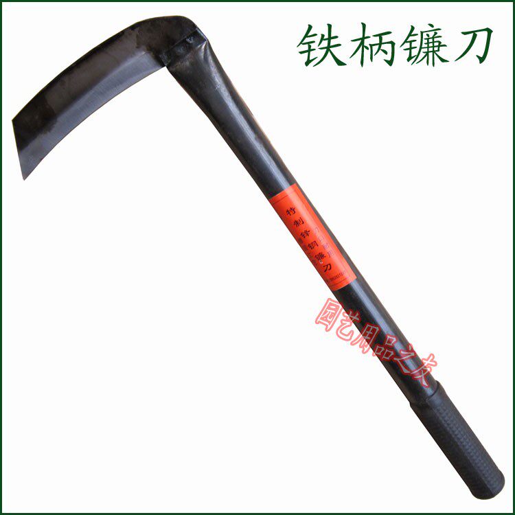 Full steel hoe grass long sickle cutting grass knife garden pick straw knife rubber sleeve handle edge length 14CM gardening farm tool