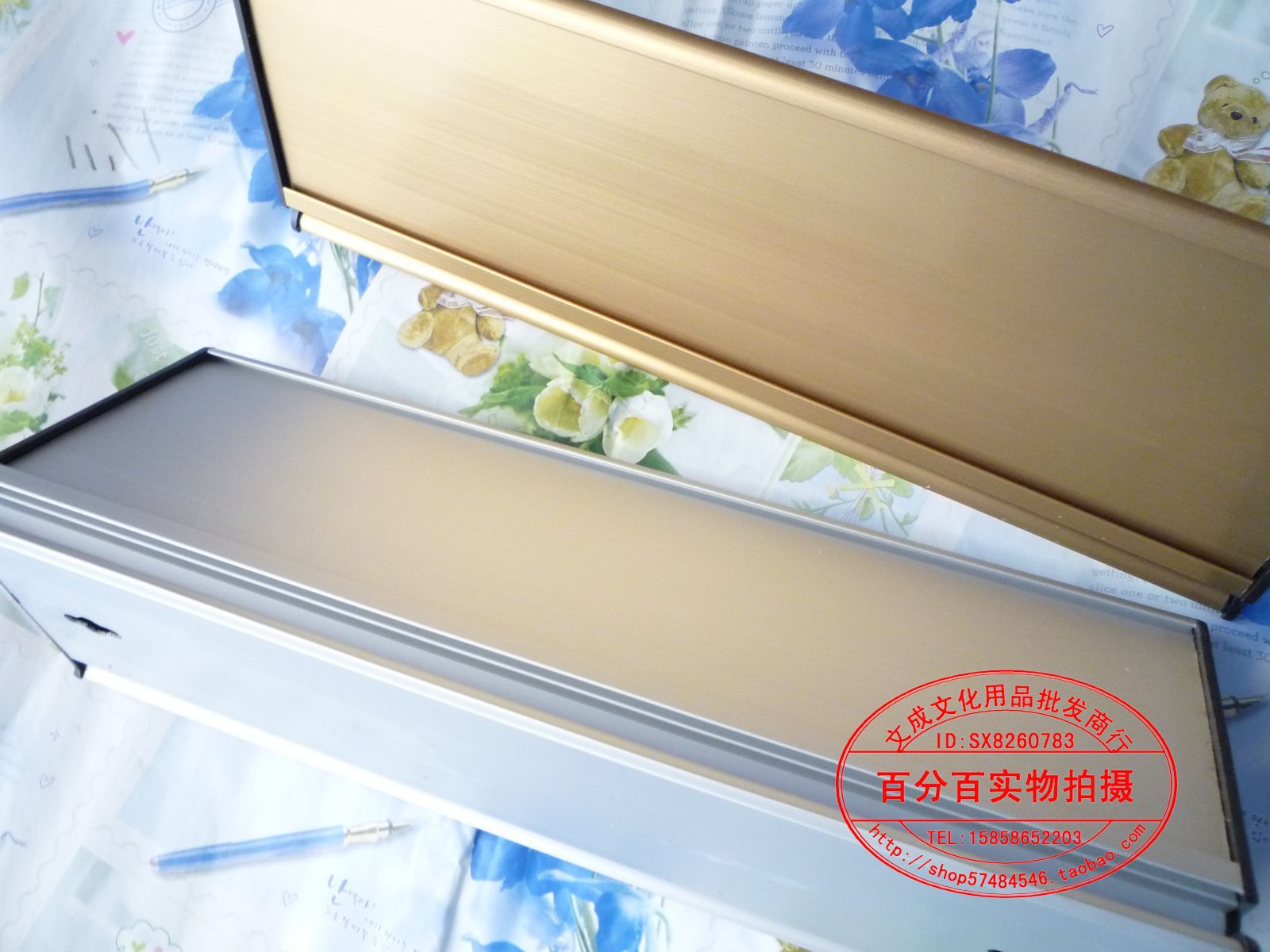 Blank Compartment Card Triangle board Aluminum Alloy Service Desk Card slot door cards Gold Silver-Taobao