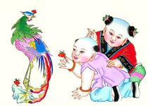 State-level intangible cultural heritage collection gift country gift Tianjin Yangliuqing New Year a phoenix lai yi