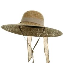 Can specify the American Amazon Mea wide along the Palm straw hat Natural Ribbon Non - spot