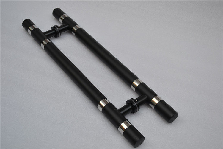 Bright Ring Matt Black Baking Varnish No Frame Glass Door Handle Thickened Stainless Steel Big Door door KTV Handle