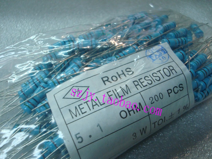 3W5 3W5 1R metal film resistance 3W 5 1R 51R 510R 5 510R 1K 1K 51K 510K 1% 510K Eurospot