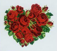 ● Hu Lili Cross embroidery ● French DMC kit rose heart (red) with 3D 5D precise printed imprint