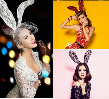 Beauty plan photo studio rabbit ears lace veil party party headband Halloween bunny girl headwear