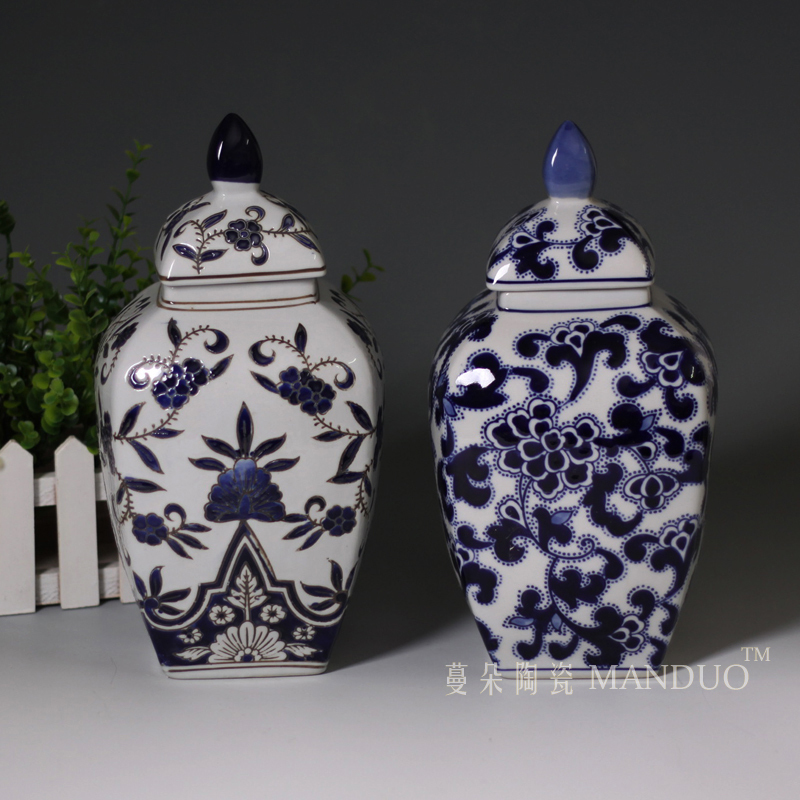 Jingdezhen European blue and white porcelain cover export Europe type of celadon porcelain pot sugar porcelain pot
