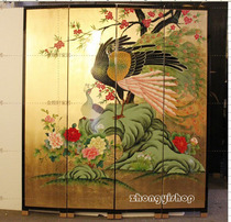 Chinese style four-fold screen hand-painted screen plum blossom pattern folding screen PF032 plum blossom folding screen gold foil screen