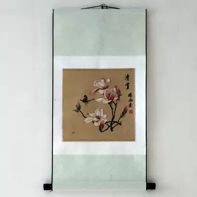 Scroll hanging painting gift Yang Han pure hand-painted fine pen flower and bird painting gift