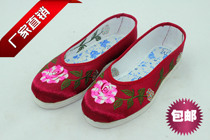 (Rainbow Sun Shoes manufacturer direct sales) Natile female red zheng peony single life shoes embroidery shoes