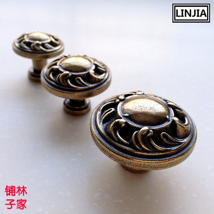 Tanyuan Qinggu bronze made of old round handle retro European style overall cupboard wardrobe drawer handle antique classical handle 1176