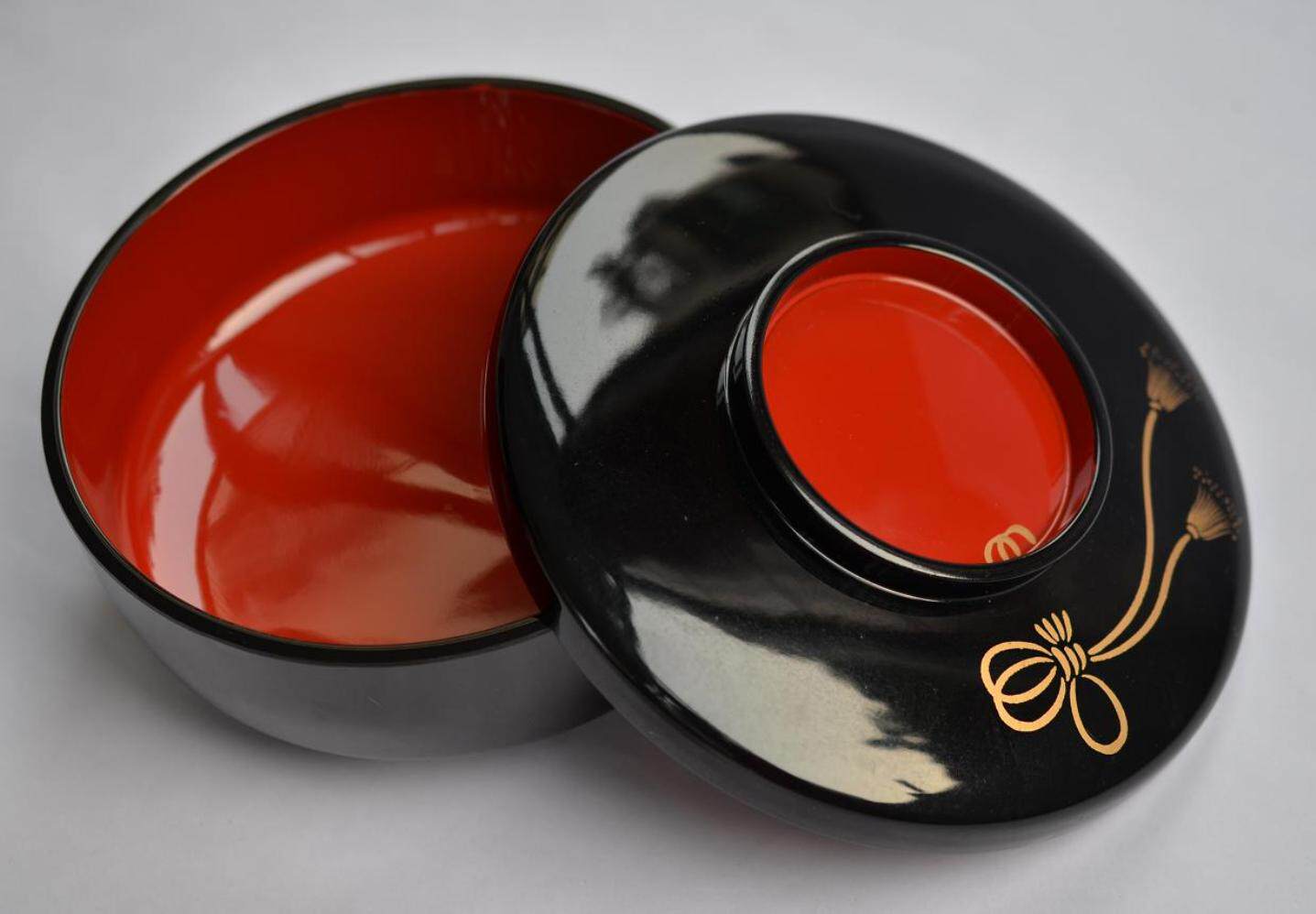 Japanese Lacquerware Black Japanese-style lacquerware with lid Food Bento Snack Dried Fruit Box Organizer Box