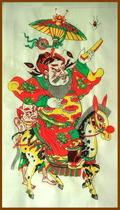 National intangible cultural heritage collection gift best gift Wuqiang woodblock New year painting Zhong Kui Xi from the sky to the left