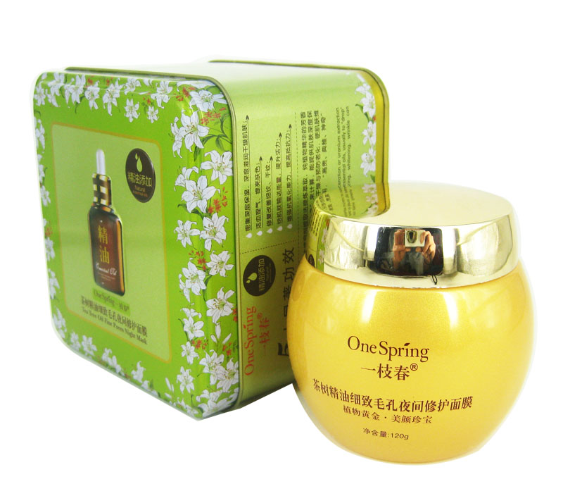 一枝春茶树精油细致毛孔夜间修护面膜120g免洗面膜
