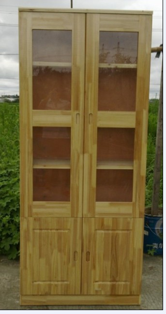 Solid wooden bookshelf bookshelf bookcase log wooden log cupboard two cabinets