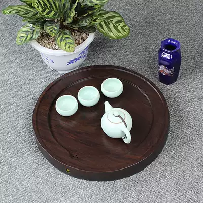 Round tea set tea tray ebony tea tray whole solid wood tea table mini tea sea stone grinding disc special
