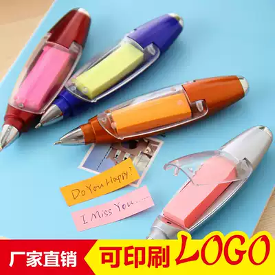 Multifunctional creative ballpoint pen lanyard convenience sticker LED light pen student prize advertising pen custom printing LOGO
