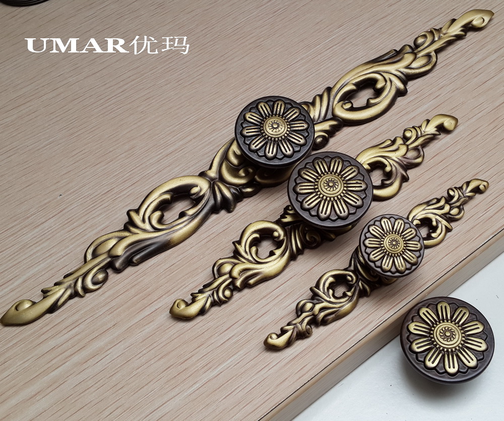 Crown UMAR Umar Home Furniture Pure Copper Cabinet Door Handle Eurostyle Overall Cupboard Door Handle Full Copper American Drawer Handle