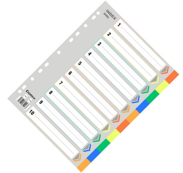 ZiHeart (COMIX) IX902 Five color indexed paper A4 11 holes PP ten Page paginated paper sorting paper