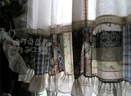 The left hand is plain, the right hand is fleeting~~ Linen handmade patchwork curtain customization