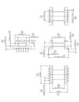 LCP material transformer inductance horizontal SMD patch skeleton EPC19 L pin 6 6 pin pitch 2 5 row pitch 21 6