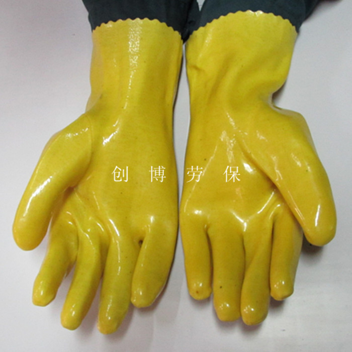 Labor Protection Supplies East Asia-028 Cotton Wool Dip Plastic Gloves Oil-Resistant Acid-base Gloves Work Gloves