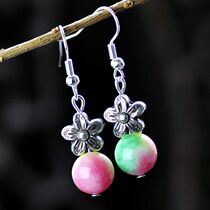  New years Day gift retro ethnic style jewelry female phoenix jade miao silver earrings female earrings 062B