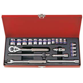 Taiwan KINGTONY BLUE BELT TOOL 22 pieces of sleeve 10MM 3 8 Series 12 angular metric sleeve group 3023MR