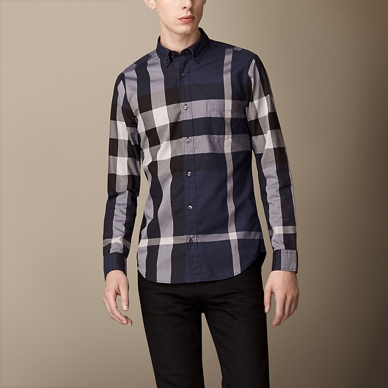 Burberry博柏利 男士特大格子棉质衬衫 38912251